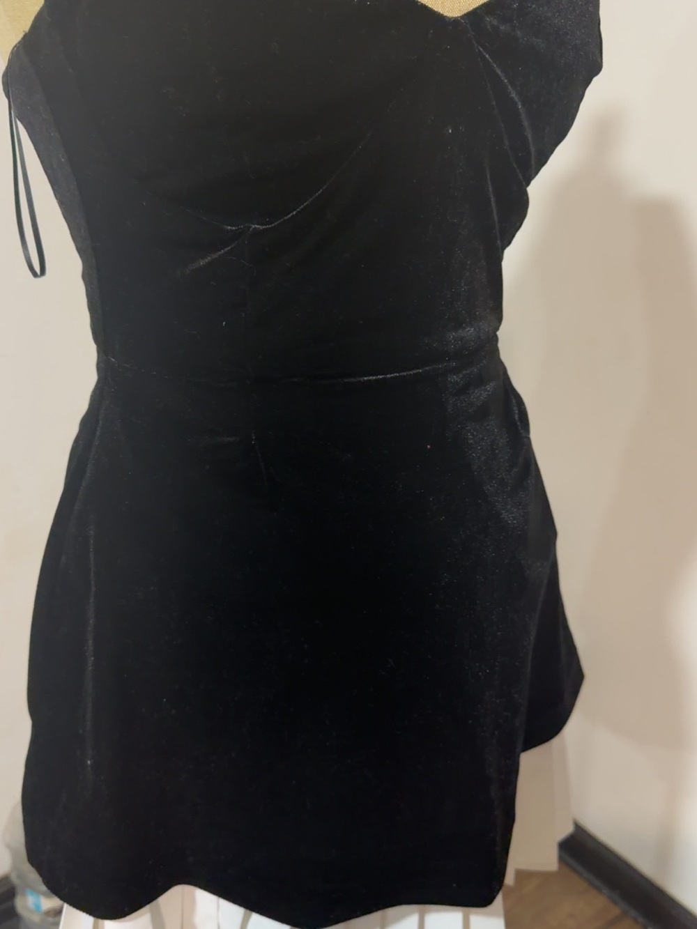MARBLE Black Velvet Mini Slip Dress